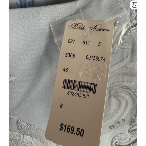 Brooks Brothers Light Blue Sheath Dress Size 6 Beaded Embroidered Detail NWT - Picture 7 of 11